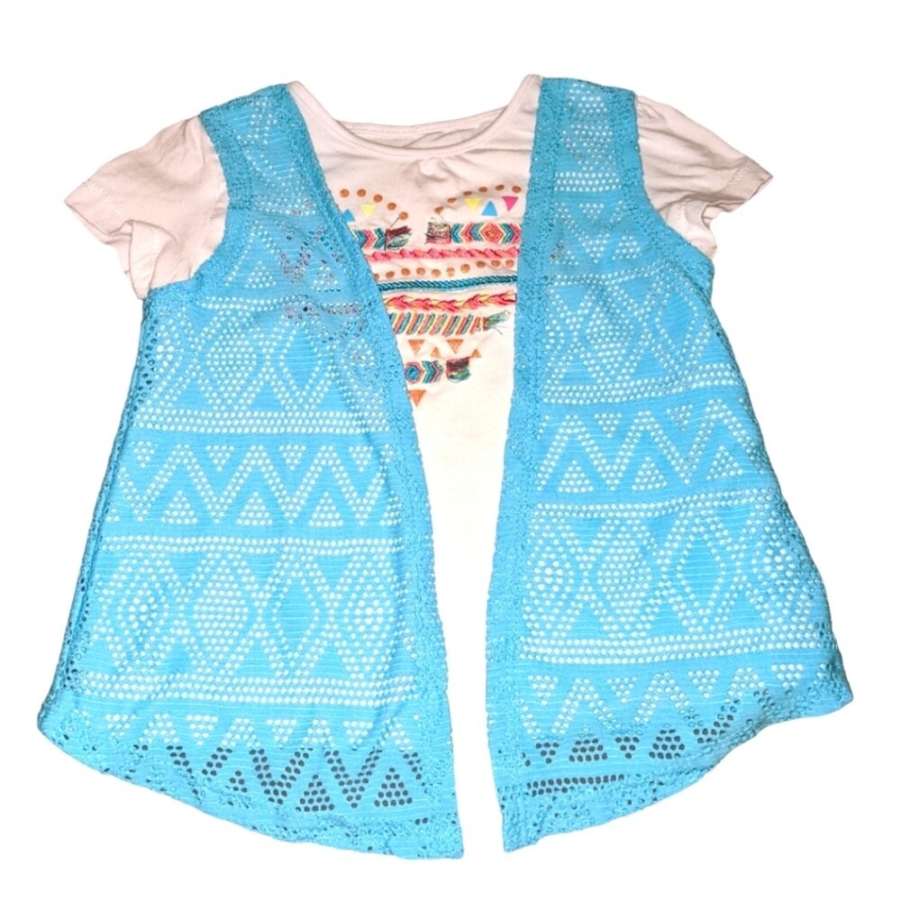 Limited‎ too retro white top with blue cardigan size 18 months